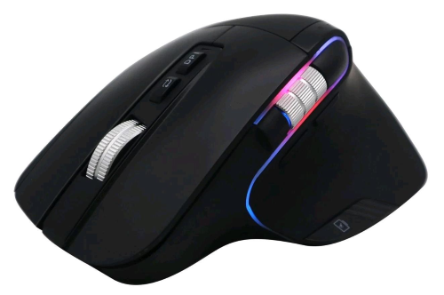 ADJ ROLAR MOUSE WIRELESS ERGONOMICO RICARICABILE RGB MULTIDISPOSITIVO TRI-MODES 2.4GHz -BLUETOOTH -USB-C 8 PULSANTI DPI REGOLABILI FINO A 3200 NERO
